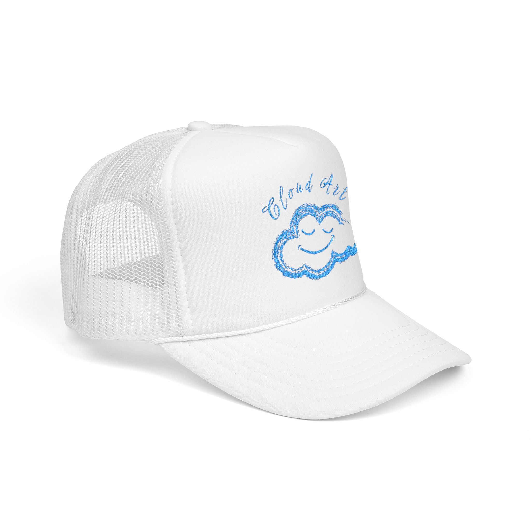 Cloud Art Embroidered Trucker Hat – Smiling Cloud Foam Cap