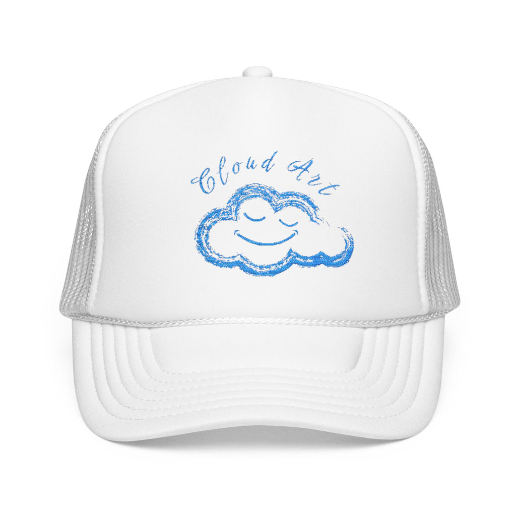 Cloud Art Embroidered Trucker Hat – Smiling Cloud Foam Cap