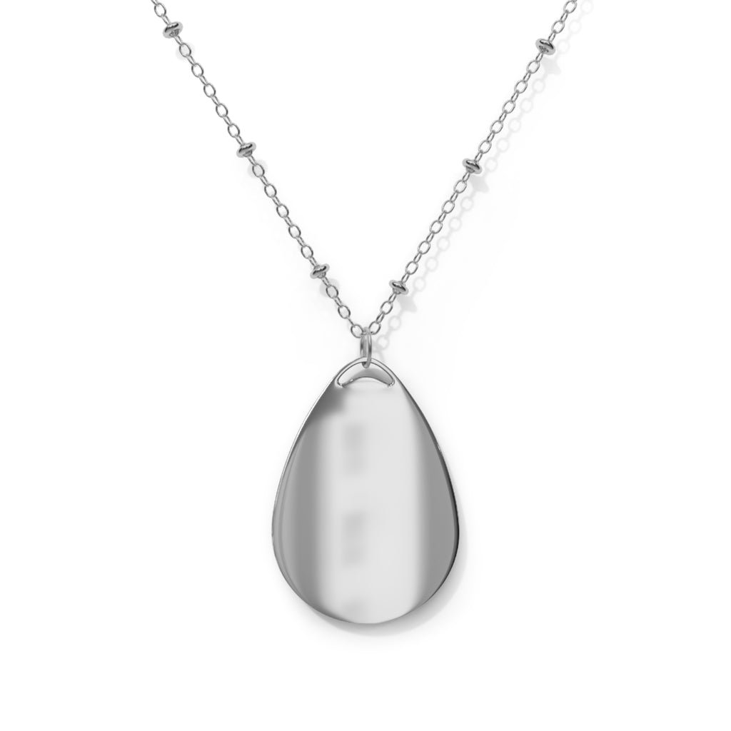 Oval Cloud Charm Necklace — Cute Blue 'Cloud Art' Pendant, Silver Teardrop Necklace